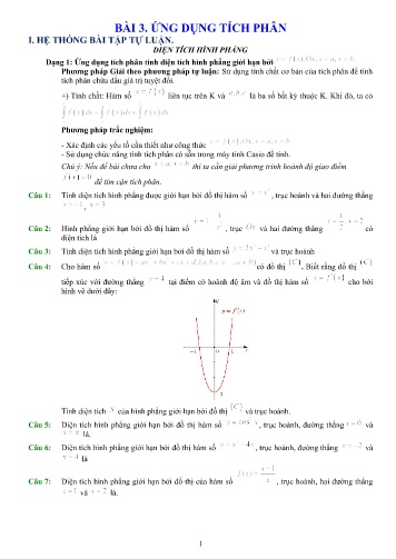 Đề cương ôn tập Toán 12 - Bài 3: Ứng dụng tích phân