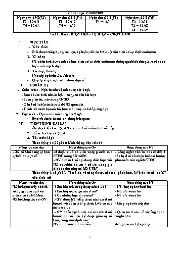 Giáo án Công nghệ 12 - Học kì I - Năm học 2019-2020