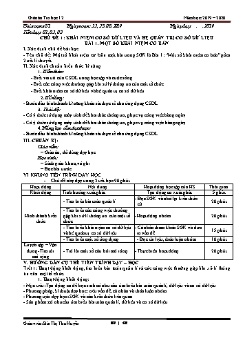 Giáo án Tin học 12 - Học kì I - Năm học 2019-2020 - Bùi Thị Thu Huyền